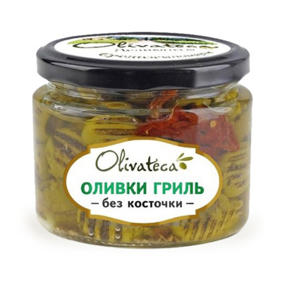 Оливки ГРИЛЬ без косточки, 160/85 г, стекло, т.м.OLIVATECA